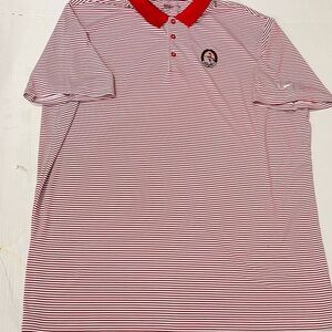 Nike Golf Bethpage State Park Black Course Polo XXL Red White Stripe Dri-Fit